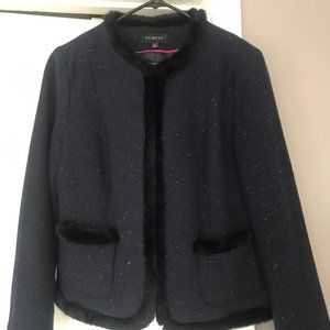 NWOT Talbots Wool Blend Faux Fur Trim Blazer, size 12